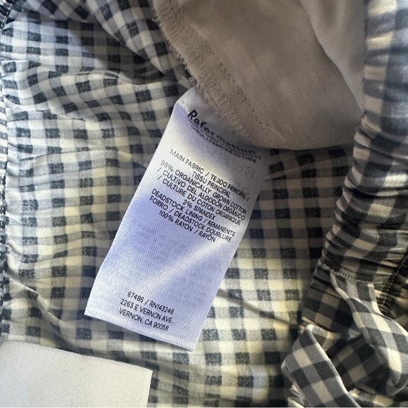 NWT Reformation Micah Cotton Pant in Slate Check Gingham Navy White | size S - Picture 7 of 9